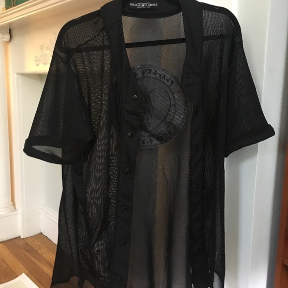 Dolls Kill mesh oversized baseball jersey - Picture 3 of 3